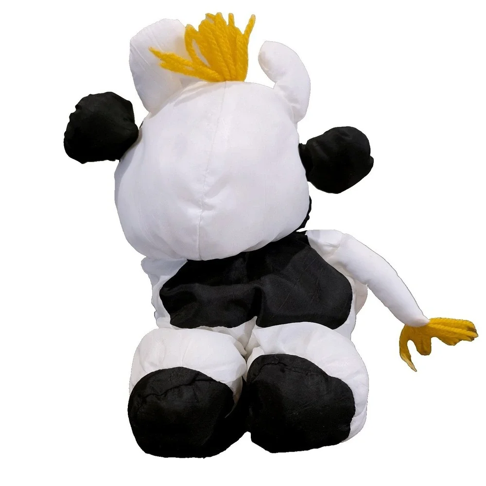 1993 Vintage Fisher Price Barnyard Puffalump Cow Plush 8096 Nylon Black White 12